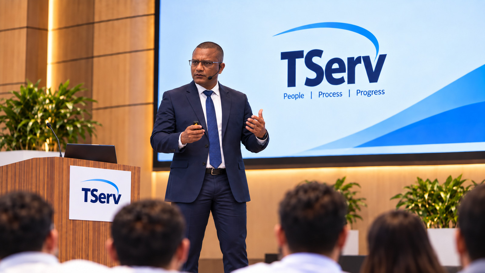 Imagen editorial a partir de referencias aportadas para representar la presentación de Martín Mateo, CEO de TServ, durante la cobertura de Libroseller 5.7.